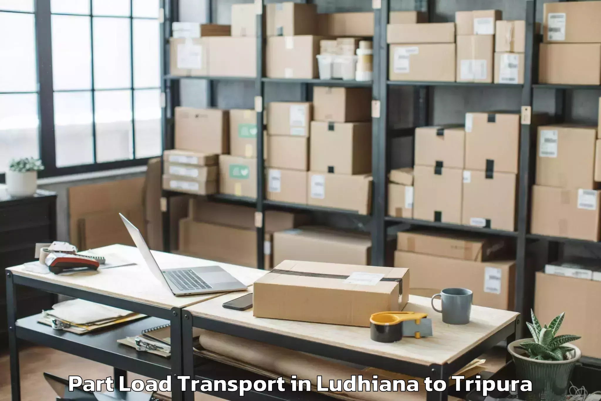 Hassle-Free Ludhiana to Kamalpur Airport Ixq Part Load Transport